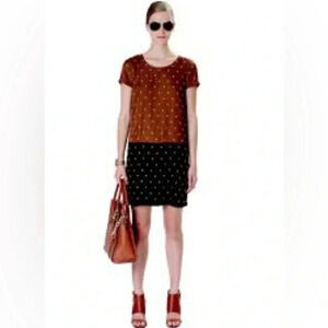 Michael Kors Black Brown Gold Studded Shift Dress Women’s Size S Small